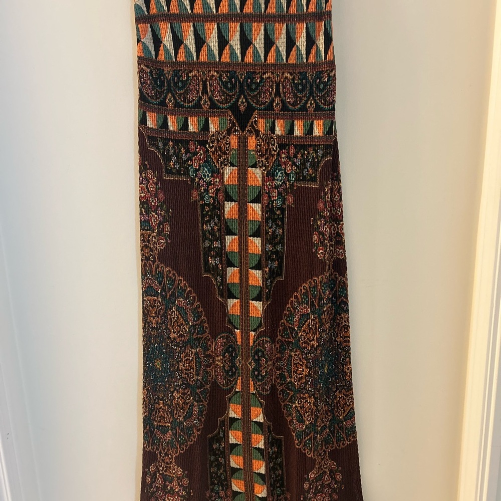 Anthropologie Geometric Skirt with Orange and Teal
